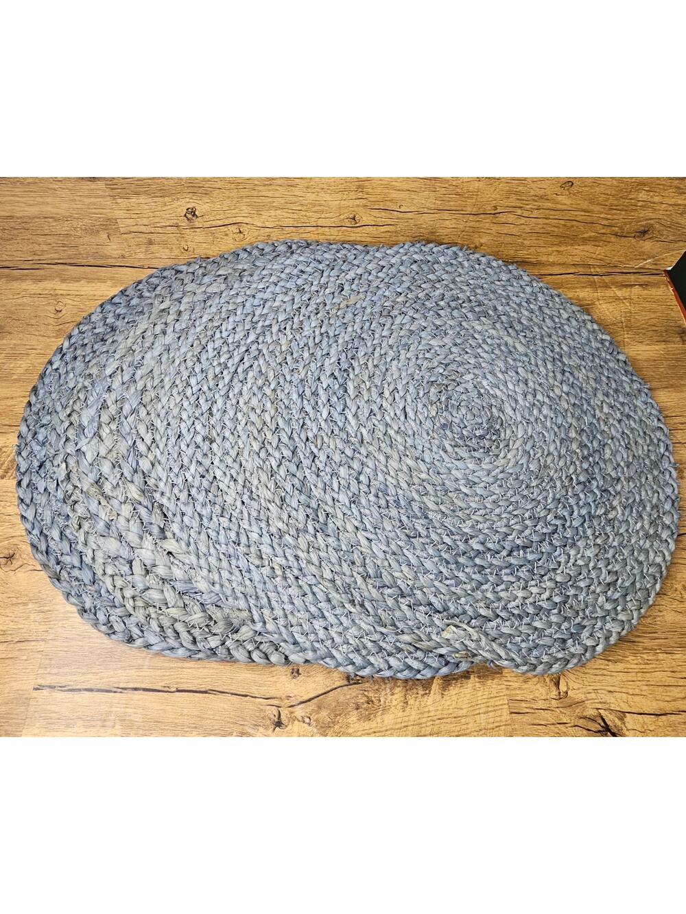 NWT Threshold Woven Blue Grey Round Place Mat Charger Dining